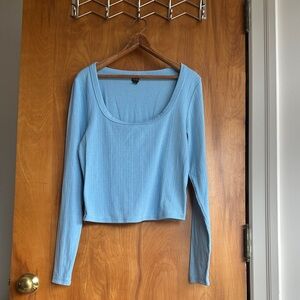 wild fable Baby Blue Long-Sleeve Scoop Neck Crop Top